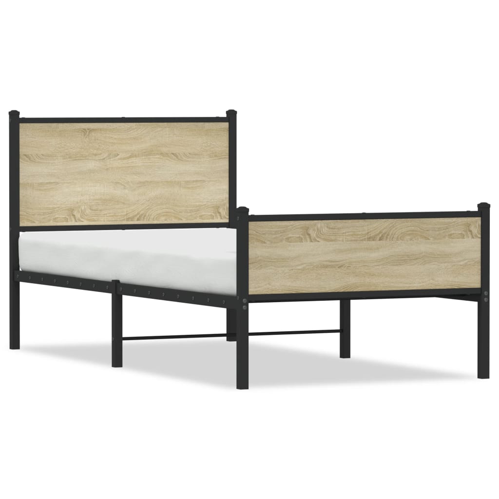 vidaXL Metal Bed Frame without Mattress Sonoma Oak 80x200 cm 2