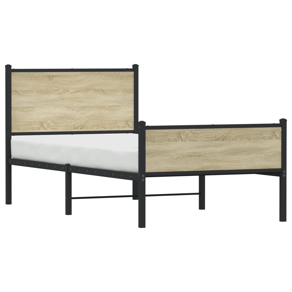 vidaXL Metal Bed Frame without Mattress Sonoma Oak 80x200 cm 4