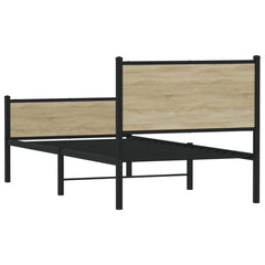 Metal Bed Frame without Mattress Sonoma Oak Length 200 cm with Headboard & High Footboard 80 cm