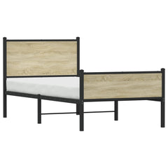 vidaXL Metal Bed Frame without Mattress Sonoma Oak 90x190 cm Single 4