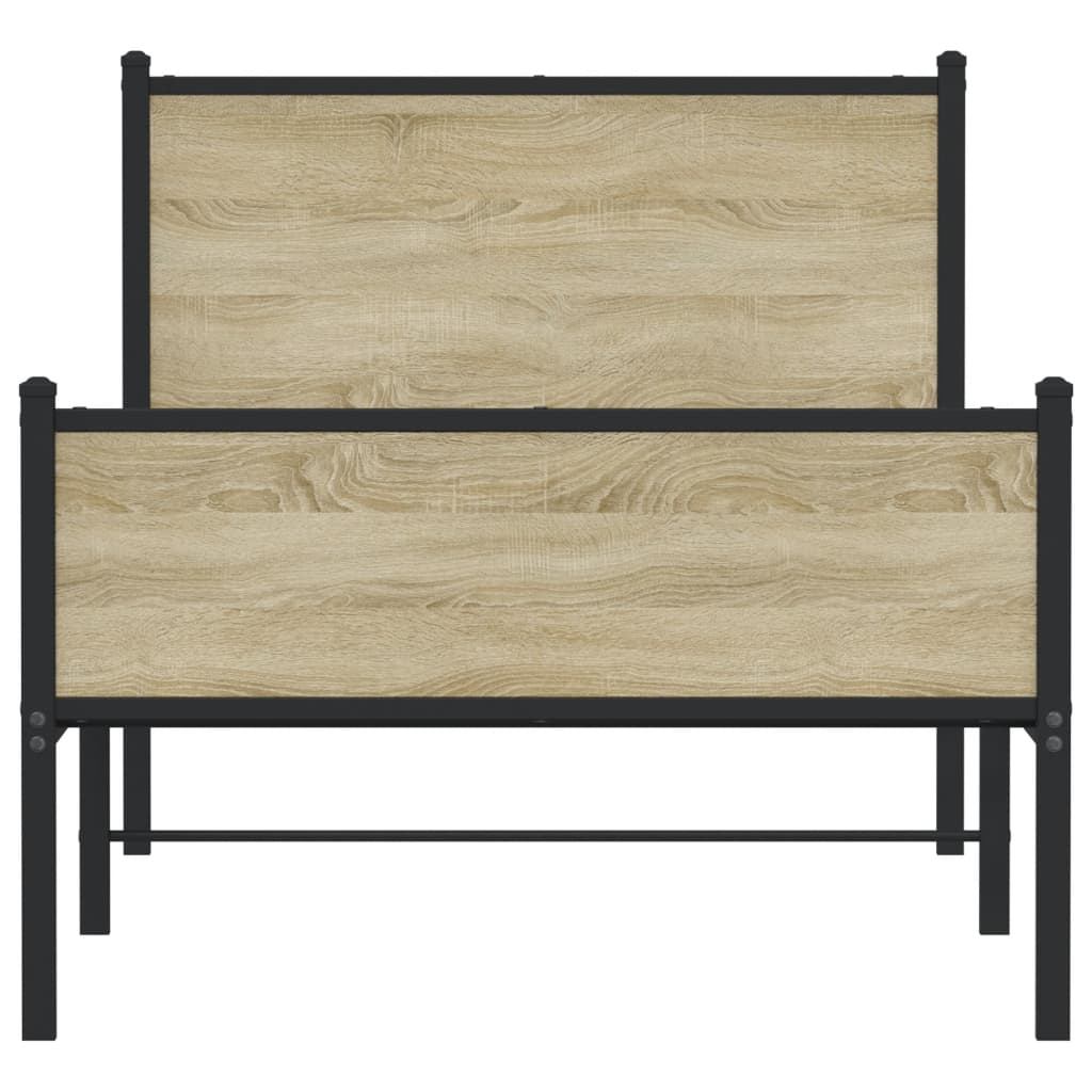 vidaXL Metal Bed Frame without Mattress Sonoma Oak 90x190 cm Single 5