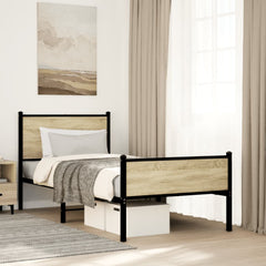 vidaXL Metal Bed Frame without Mattress Sonoma Oak 90x190 cm Single 1
