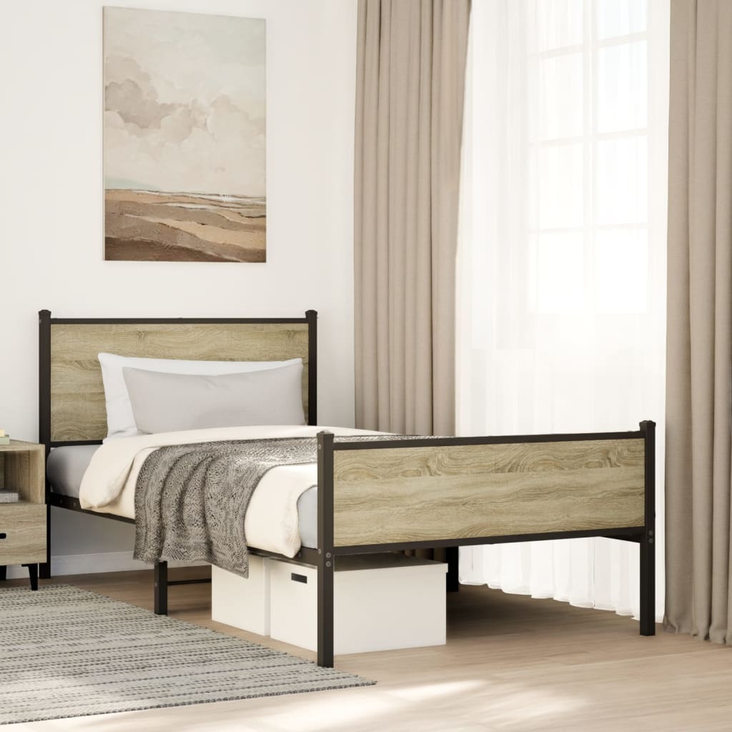 vidaXL Metal Bed Frame without Mattress Sonoma Oak Length 203 cm