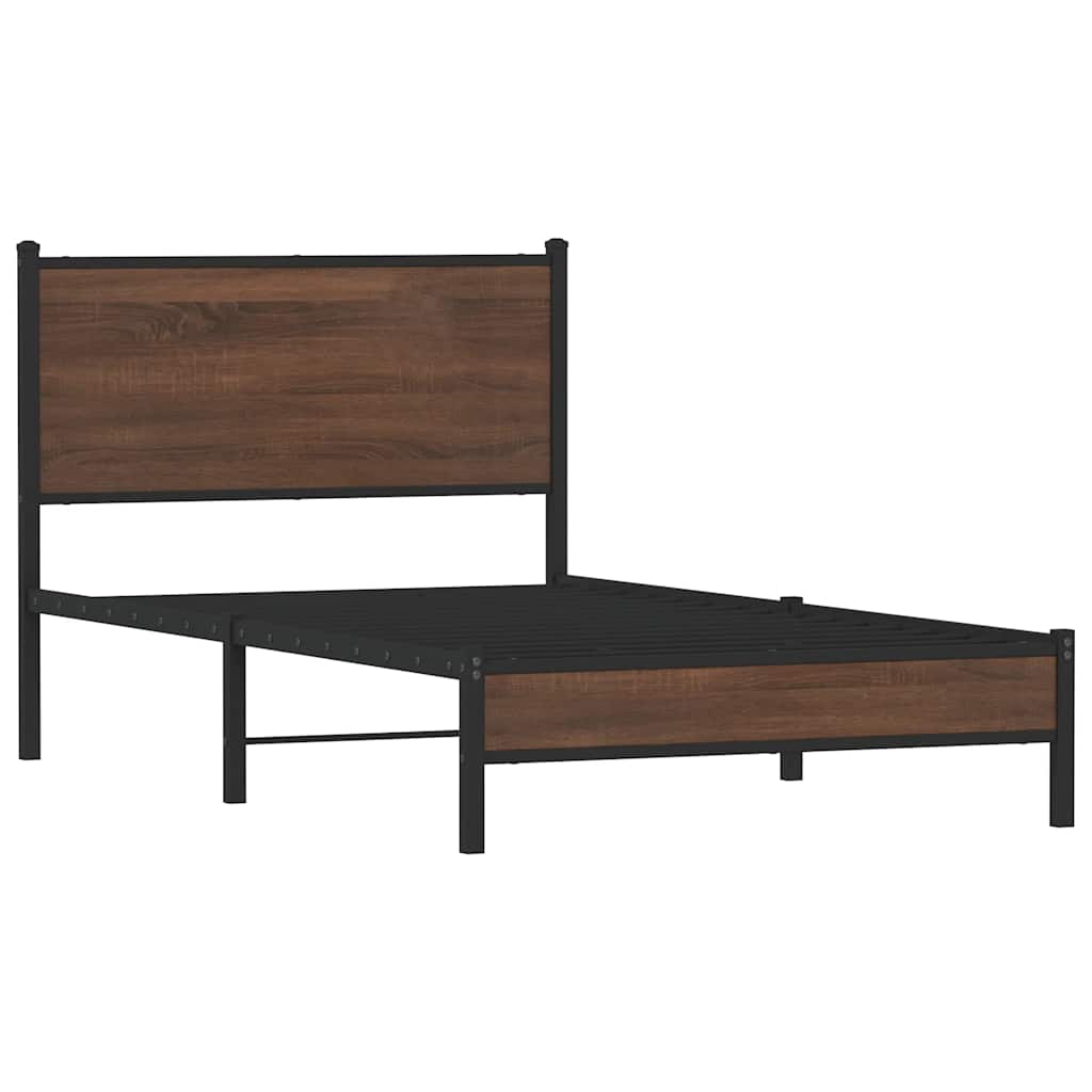 vidaXL Metal Bed Frame without Mattress Brown Oak 100x200 cm 3