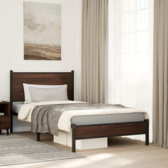 vidaXL Metal Bed Frame without Mattress Brown Oak 100x200 cm 1