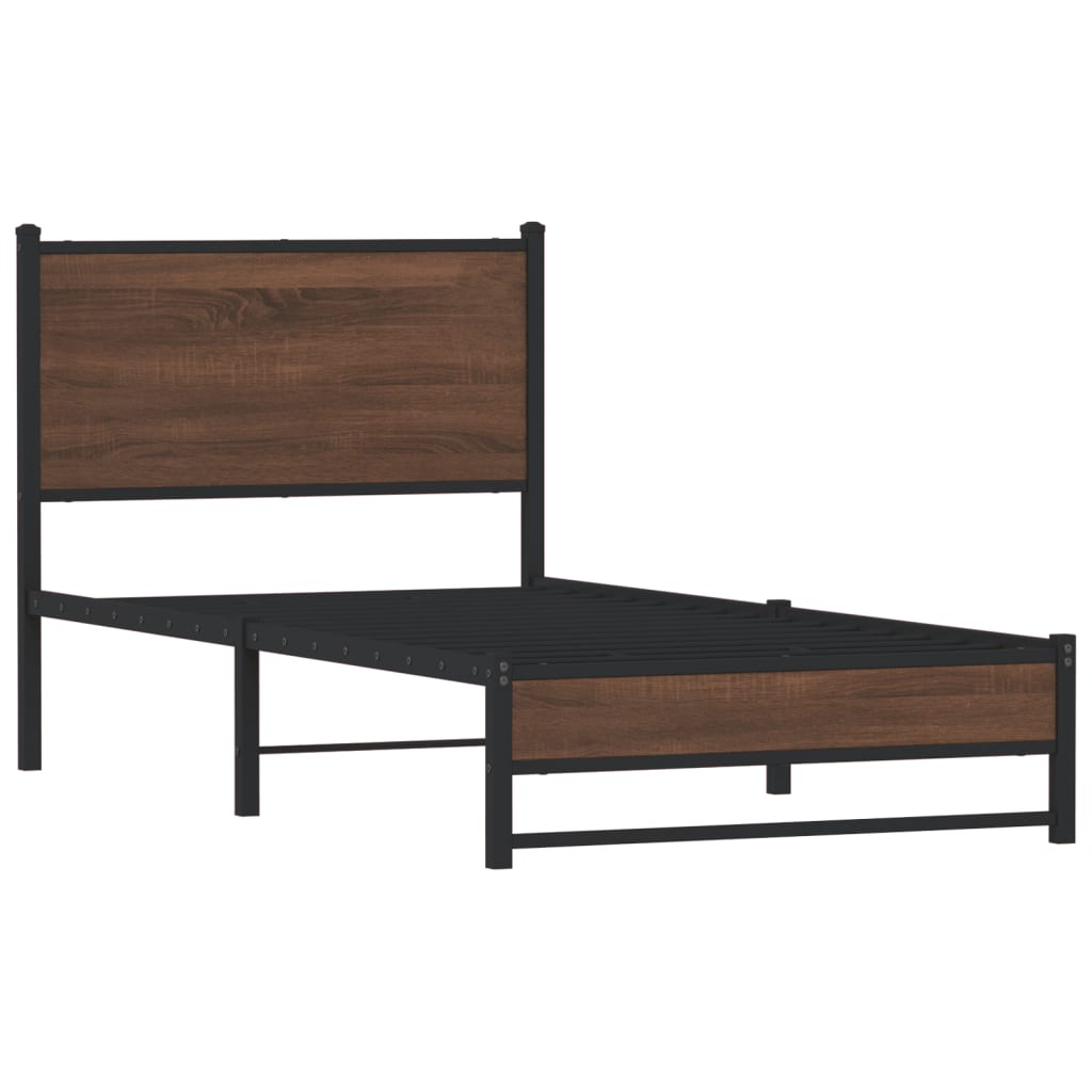 vidaXL Metal Bed Frame without Mattress Brown Oak 80x200 cm 3