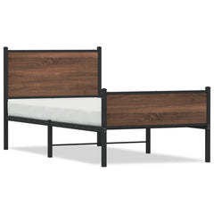 vidaXL Metal Bed Frame without Mattress Brown Oak 75x190 cm Small Single 2