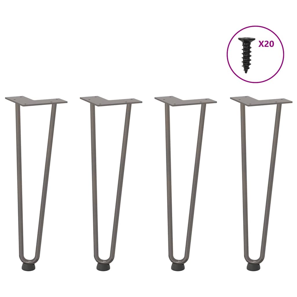 vidaXL Hairpin Legs for Coffee Table 4 pcs Natural Steel 42 cm Solid Steel 1