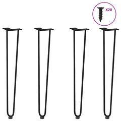 vidaXL hairpin legs for console tables for Console Table 4 pcs Black 72 cm Solid Steel 1