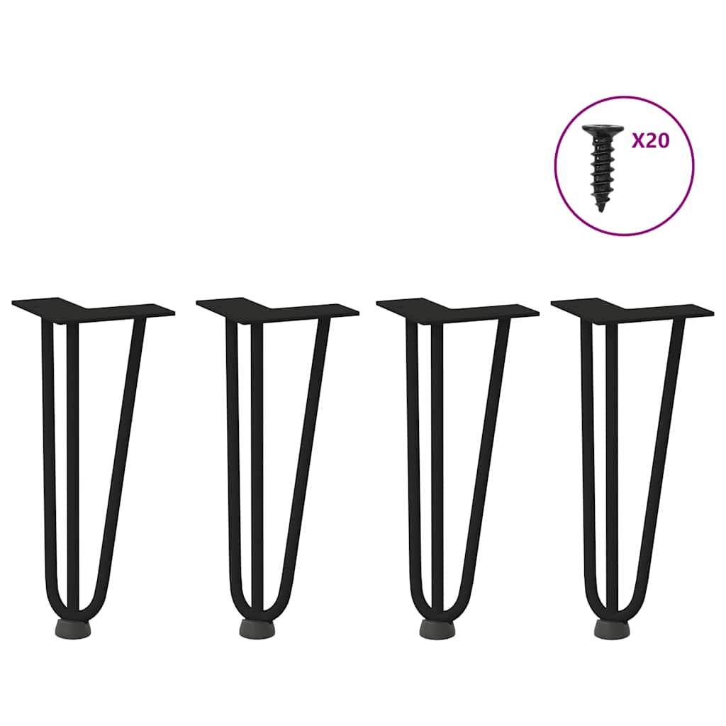 vidaXL Hairpin Legs for Coffee Table 4 pcs Black 30 cm Solid Steel 2