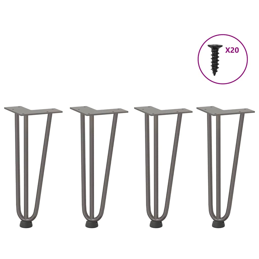 vidaXL Hairpin Legs for Coffee Table 4 pcs Natural Steel 30 cm Solid Steel 1
