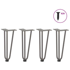 vidaXL Hairpin Legs for Coffee Table 4 pcs Natural Steel 30 cm Solid Steel 1