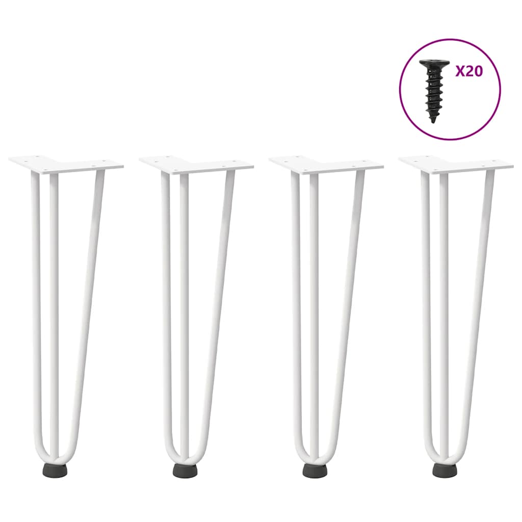 vidaXL Hairpin Legs for Coffee Table 4 pcs White 42 cm Solid Steel 1