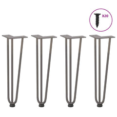 vidaXL Hairpin Legs for Coffee Table 4 pcs Natural Steel 42 cm Solid Steel 1