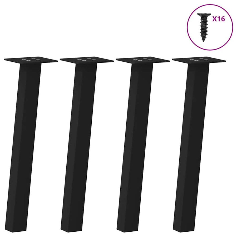 vidaXL Coffee Table Legs 4 pcs Black 42 cm Steel 1
