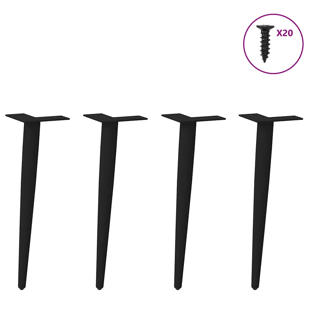 vidaXL Coffee Table Legs Conical Shape 4 pcs Black 30-31 cm Steel 3