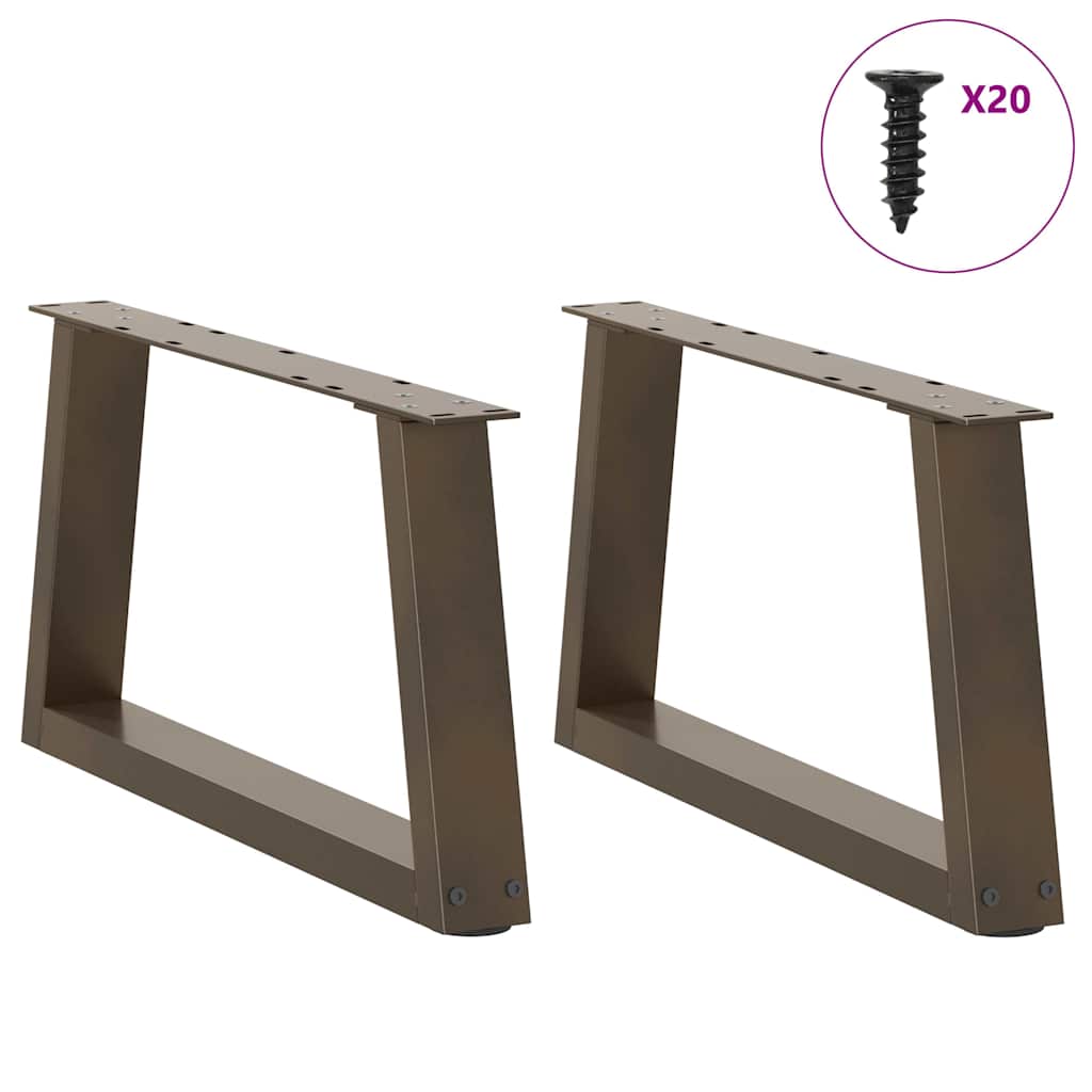 vidaXL Coffee Table Legs V-Shape 2 pcs Natural Steel 50x(30-31.3) cm Steel 3