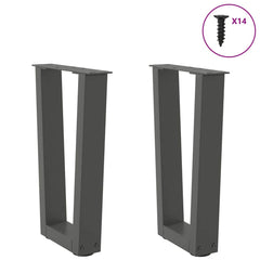 vidaXL Coffee Table Legs V-Shape 2 pcs Anthracite 28x(42-43.3) cm Steel 3