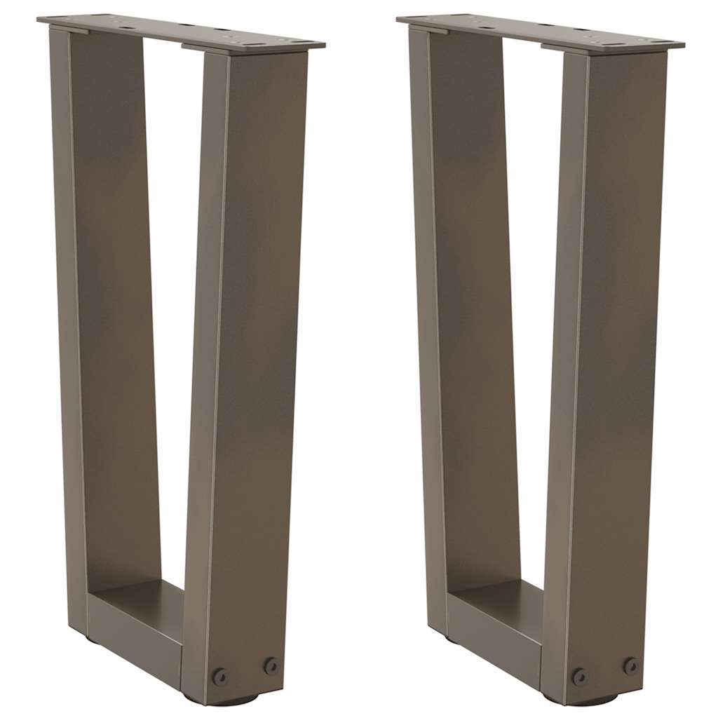 vidaXL Coffee Table Legs V-Shape 2 pcs Natural Steel 28x(42-43.3) cm Steel 1