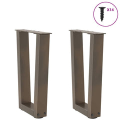 vidaXL Coffee Table Legs V-Shape 2 pcs Natural Steel 28x(42-43.3) cm Steel 3