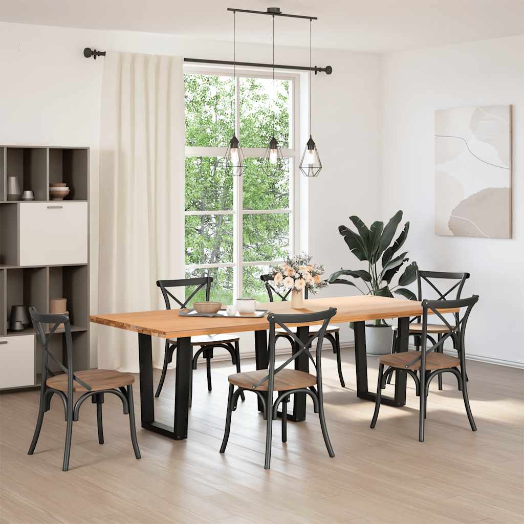 Dining Table Legs V-Shape Steel 3 pcs Black 70 x (72-73.3) cm