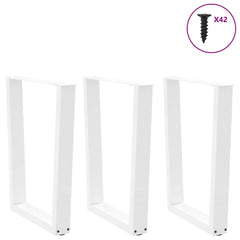 Dining Table Legs V-Shape Steel 3 pcs White 70 x (72-73.3) cm