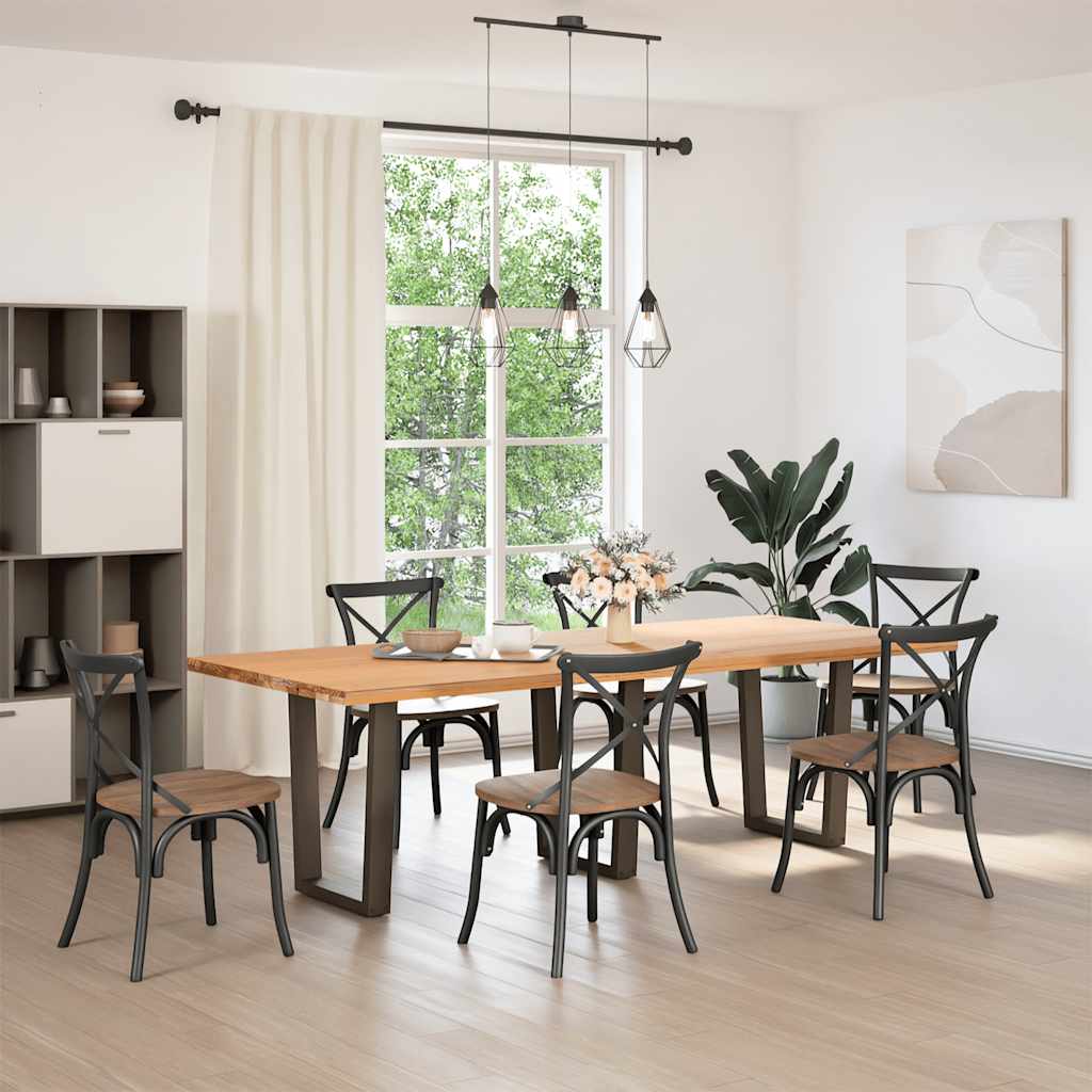 Dining Table Legs V-Shape Steel 3 pcs Natural 70 x (72-73.3) cm