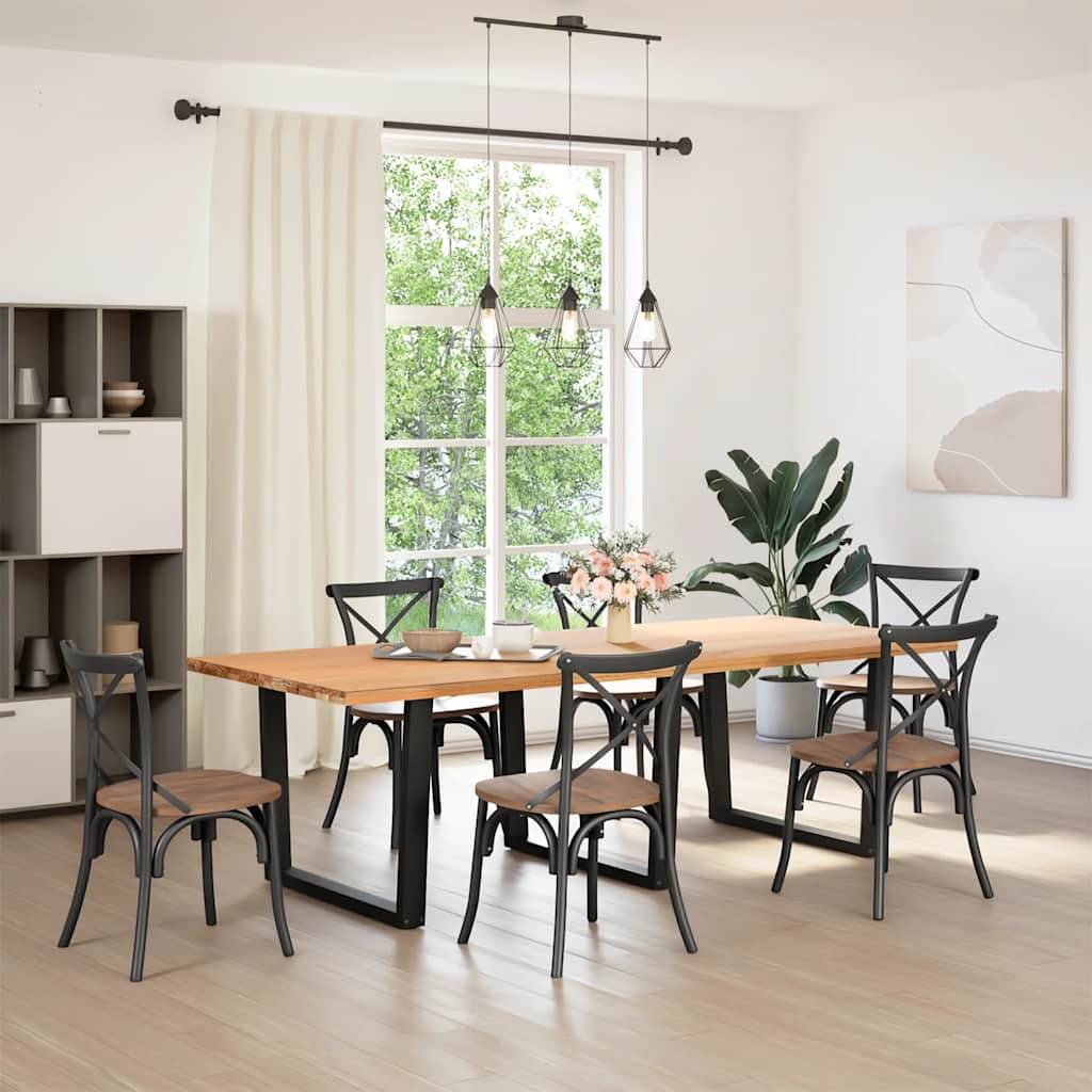 Dining Table Legs V-Shape Steel 3 pcs Black 100 x (72-73.3) cm