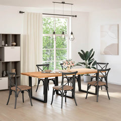 Dining Table Legs V-Shape Steel 3 pcs Black 100 x (72-73.3) cm