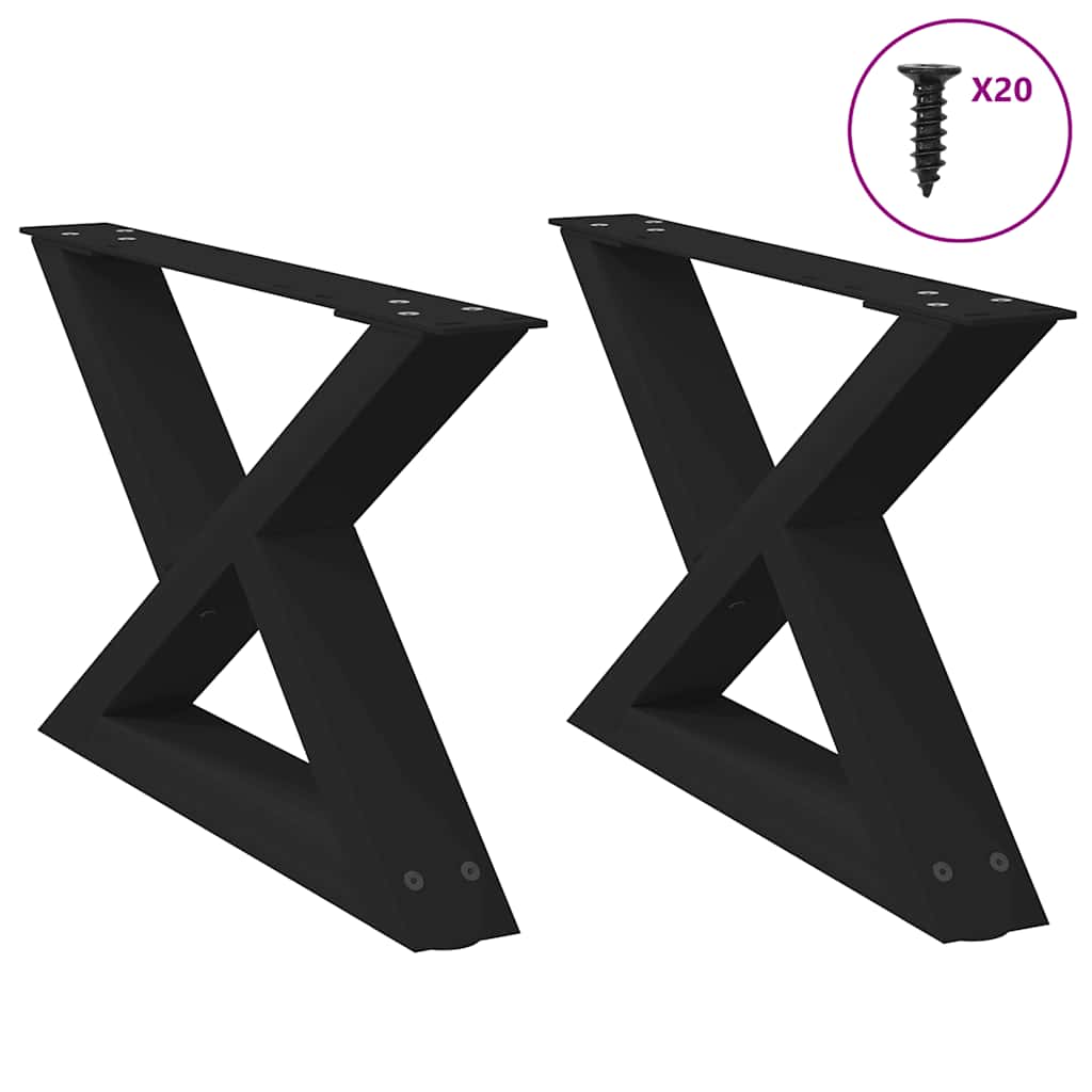 vidaXL Coffee Table Legs 2 pcs Black 60x(30-31.3) cm Steel 1