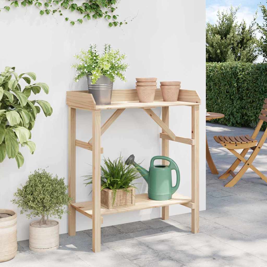 vidaXL Potting Table Natural 75 x 40 x 90 cm Solid pine wood 4