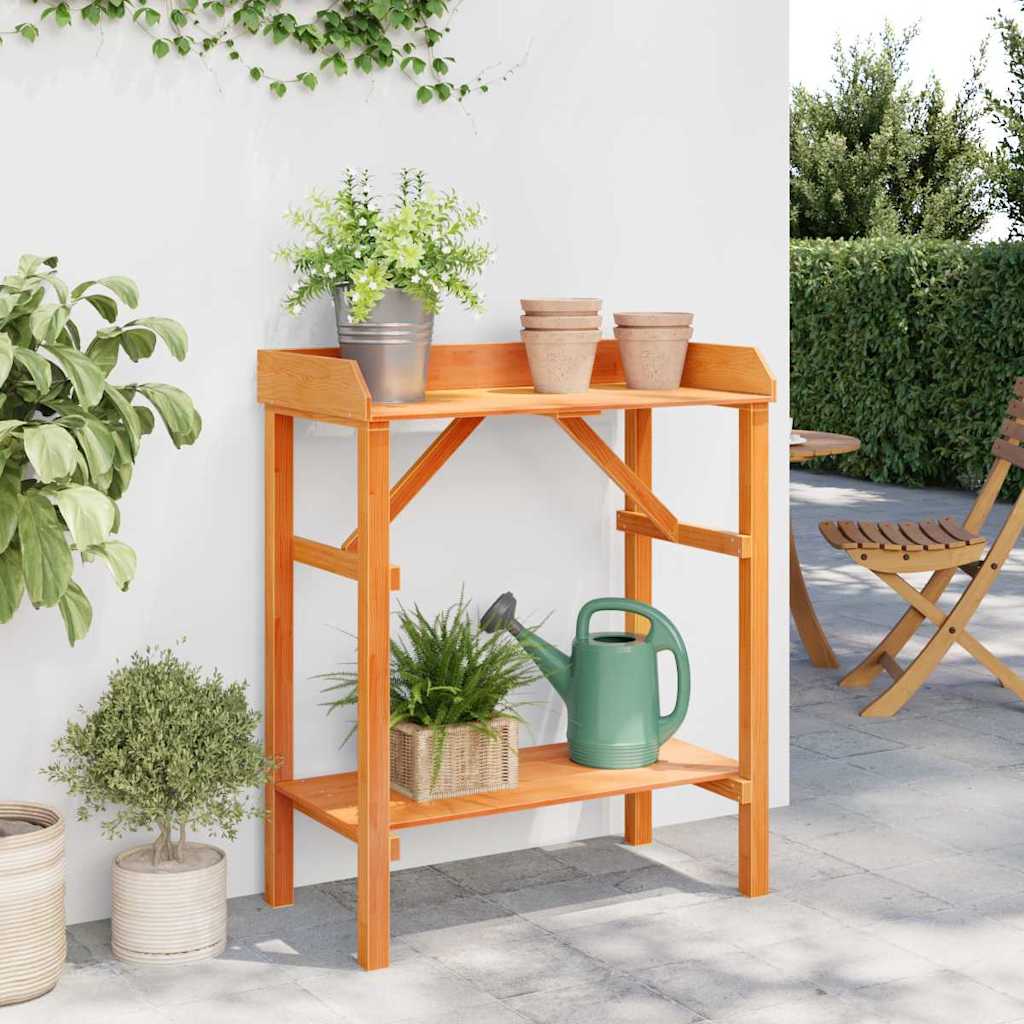 vidaXL Potting Table with Shelf Brown 75 x 40 x 90 cm Solid Pine Wood 4