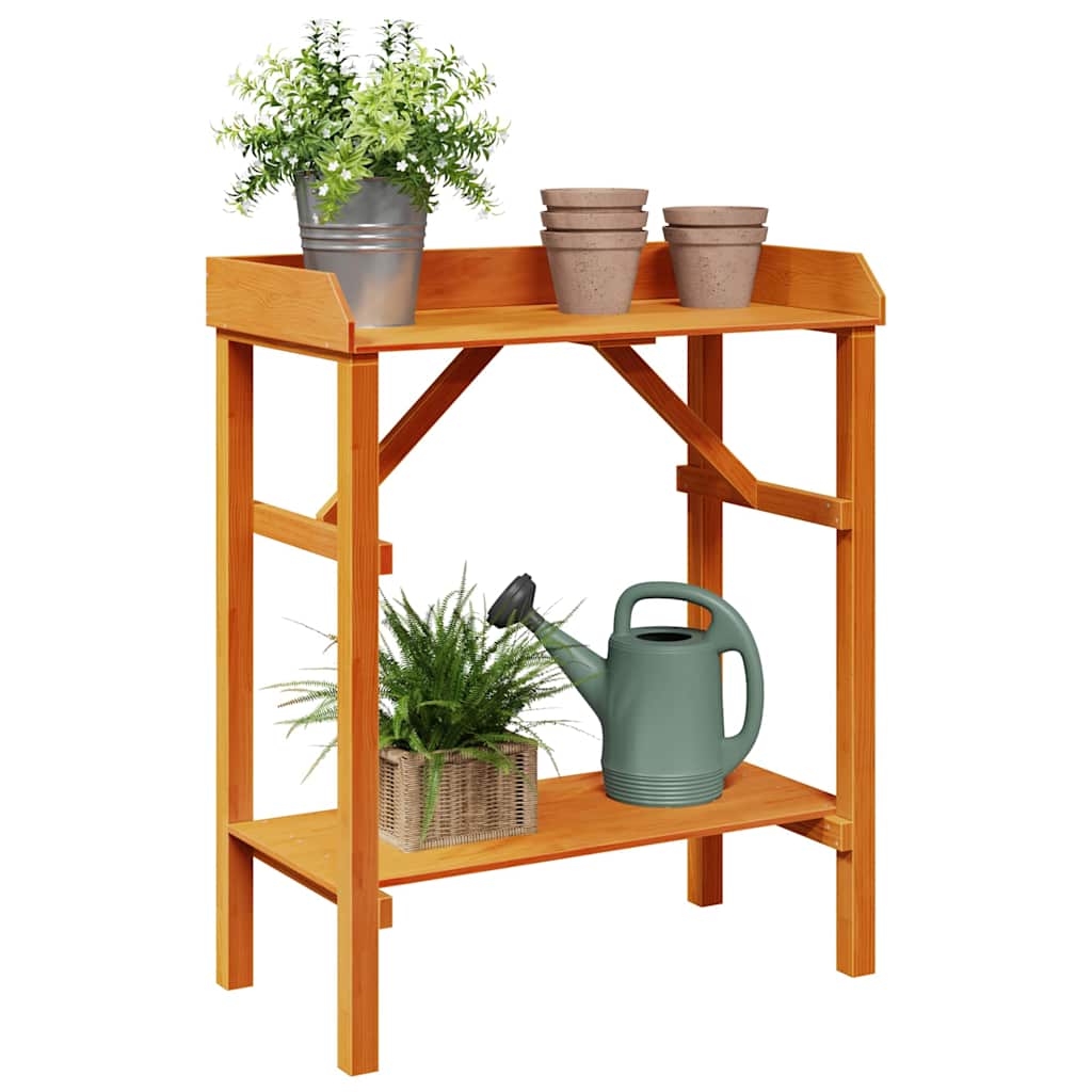 vidaXL Potting Table with Shelf Brown 75 x 40 x 90 cm Solid Pine Wood 3