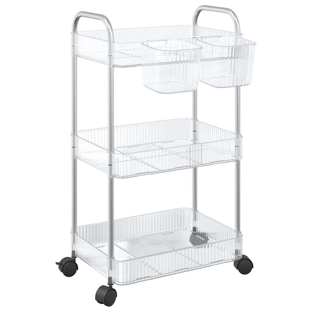vidaXL Storage Trolley 3-Tier Transparent 37x28x68 cm Acrylic 2