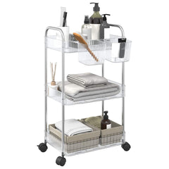 vidaXL Storage Trolley 3-Tier Transparent 37x28x68 cm Acrylic 1