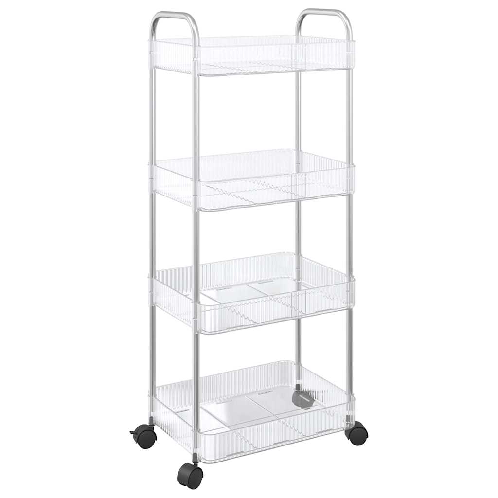 vidaXL Storage Trolley 4-Tier Transparent 37x28x95 cm Acrylic 2