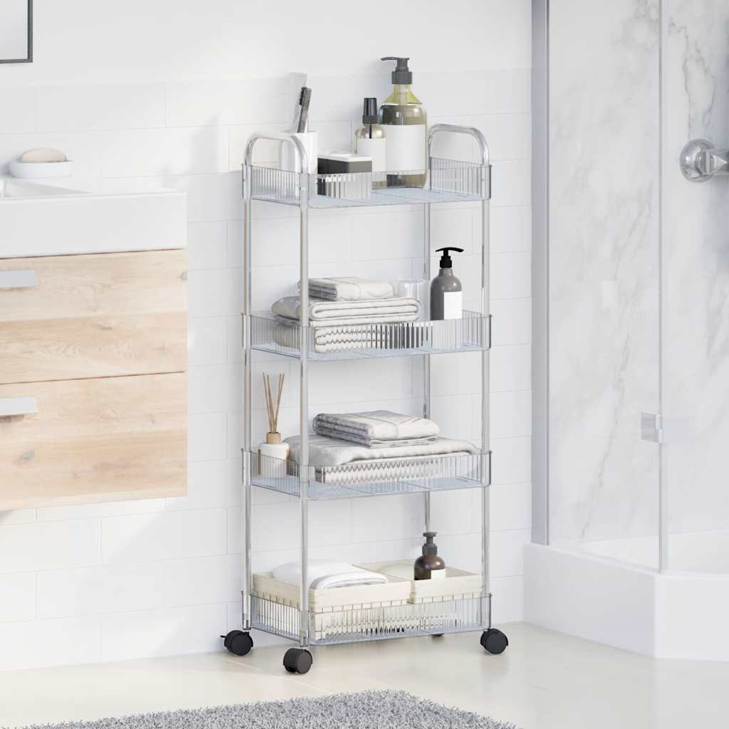 vidaXL Storage Trolley 4-Tier Transparent 37x28x95 cm Acrylic 3