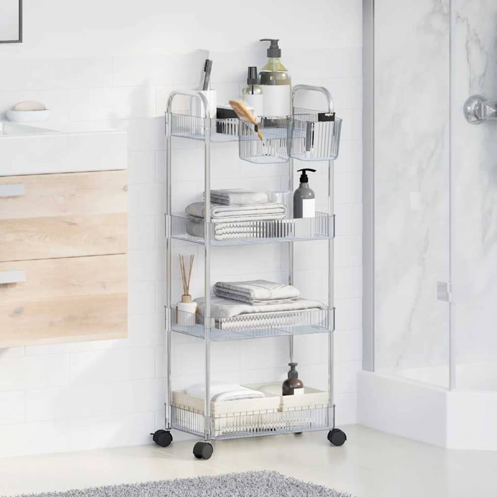 vidaXL Storage Trolley 4-Tier Transparent 37x28x95 cm Acrylic 3