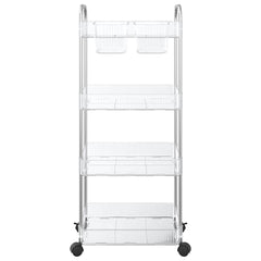 vidaXL Storage Trolley 4-Tier Transparent 37x28x95 cm Acrylic 4