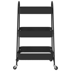 vidaXL Storage Trolley 3-Tier Black 42x41.5x77 cm Steel 4