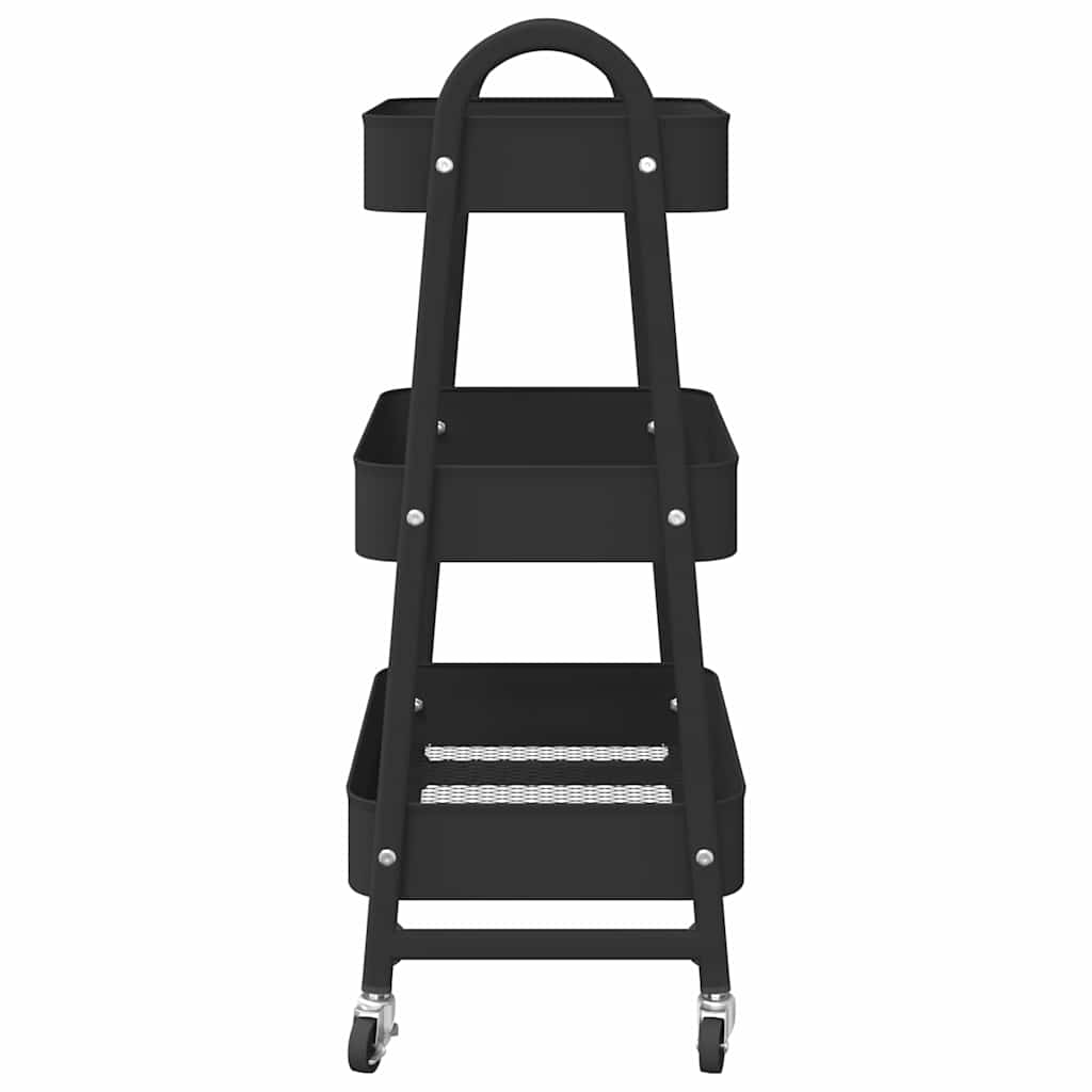 vidaXL Storage Trolley 3-Tier Black 42x41.5x77 cm Steel 5