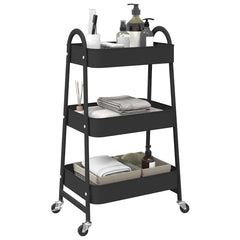 vidaXL Storage Trolley 3-Tier Black 42x41.5x77 cm Steel 1