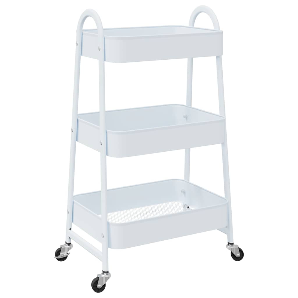 vidaXL Storage Trolley 3-Tier White 42x41.5x77 cm Steel 2