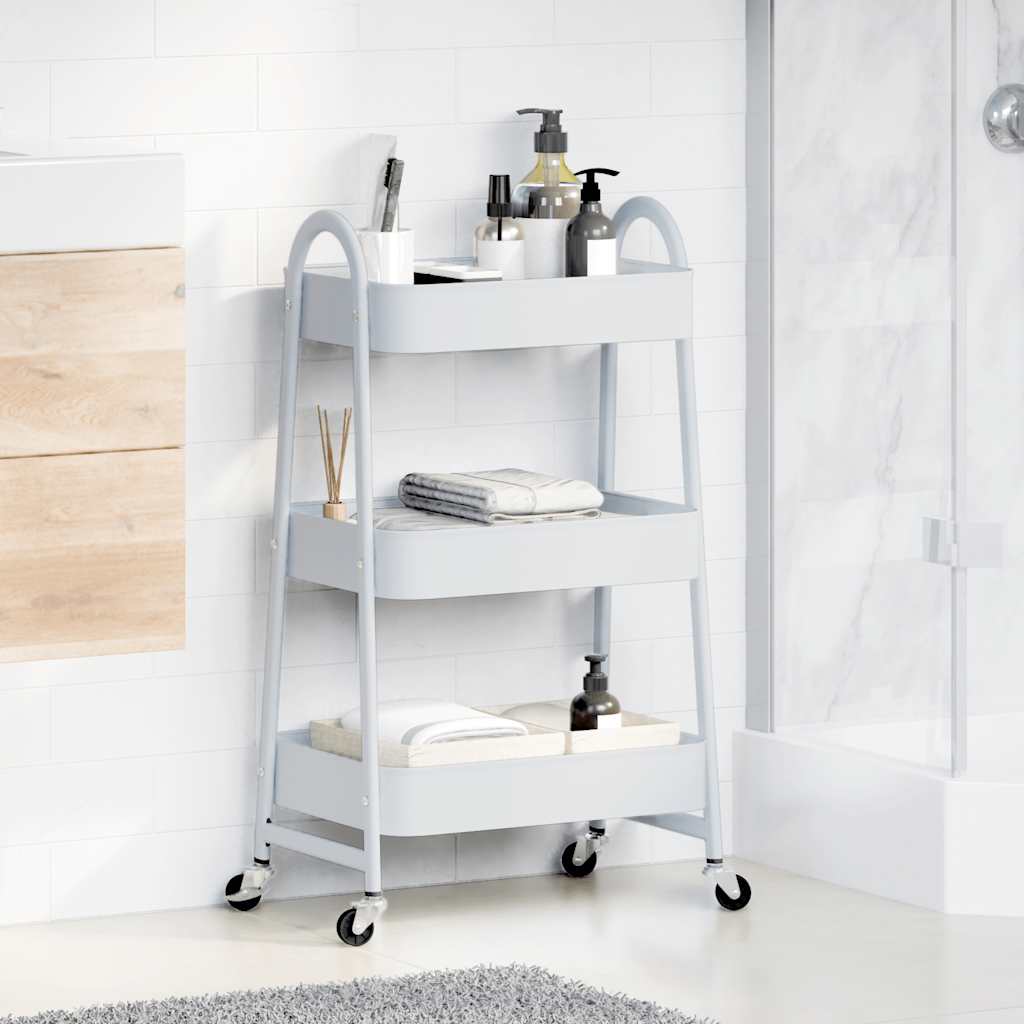 vidaXL Storage Trolley 3-Tier White 42x41.5x77 cm Steel 3