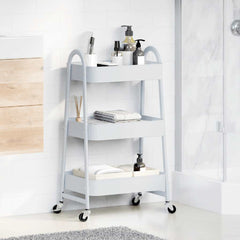 vidaXL Storage Trolley 3-Tier White 42x41.5x77 cm Steel 3