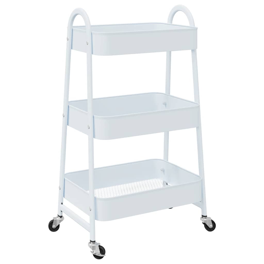 vidaXL Storage Trolley 3-Tier White 42x41.5x77 cm Steel 6