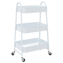 vidaXL Storage Trolley 3-Tier White 42x41.5x77 cm Steel 6