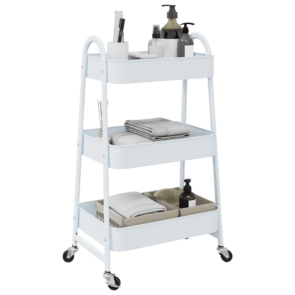 vidaXL Storage Trolley 3-Tier White 42x41.5x77 cm Steel 1