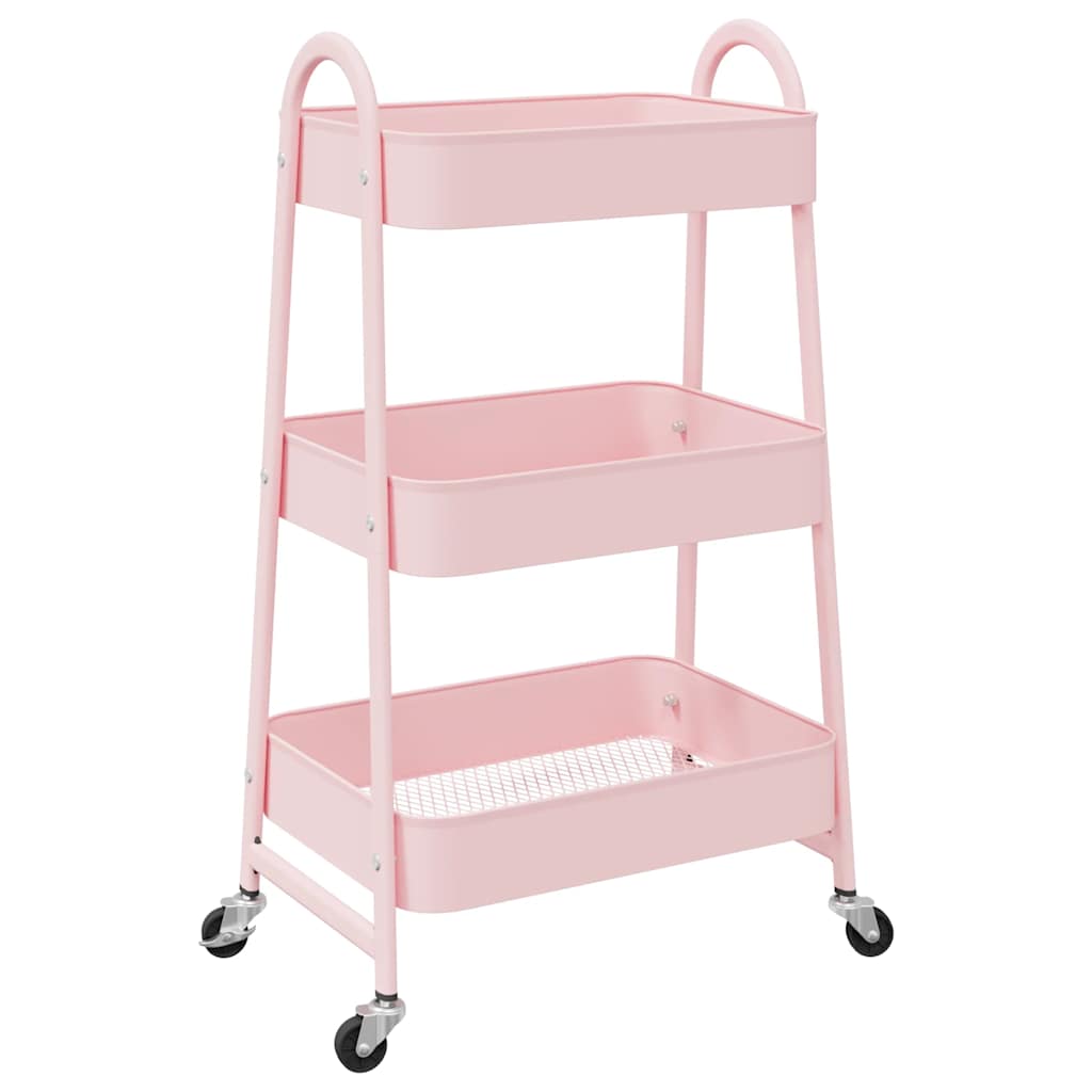 vidaXL Storage Trolley 3-Tier Pink 42x41.5x77 cm Steel 2