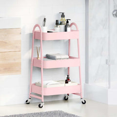 vidaXL Storage Trolley 3-Tier Pink 42x41.5x77 cm Steel 3